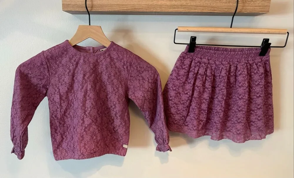 DAILY7 Euro Brand Girls Lace Skirt Set - 100% Cotton - Designer Sample